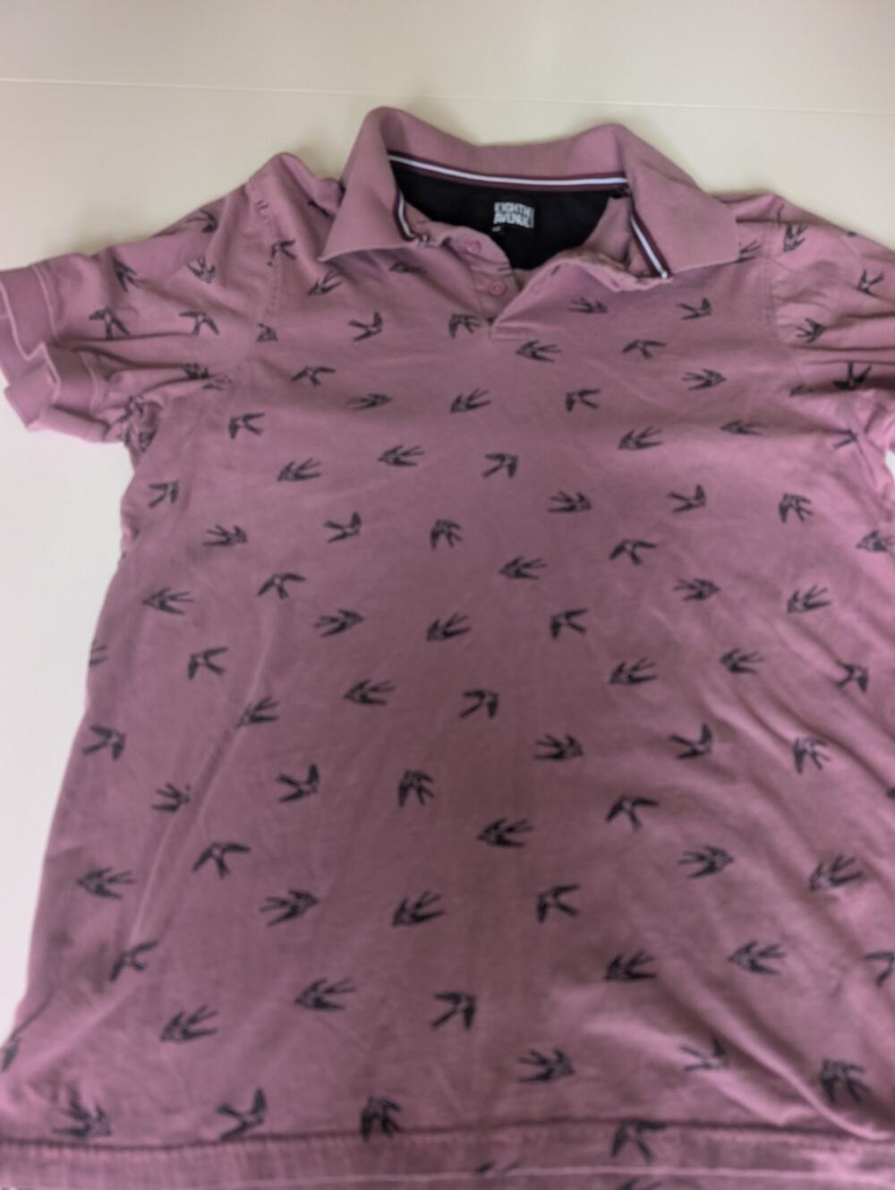 Eighth Avenue New York Polo Shirt Mens Medium 100 % cotton Pink pattern